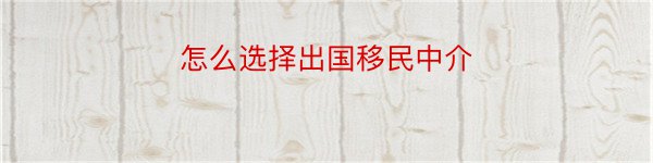 怎么选择出国移民中介