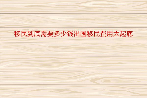 移民到底需要多少钱出国移民费用大起底