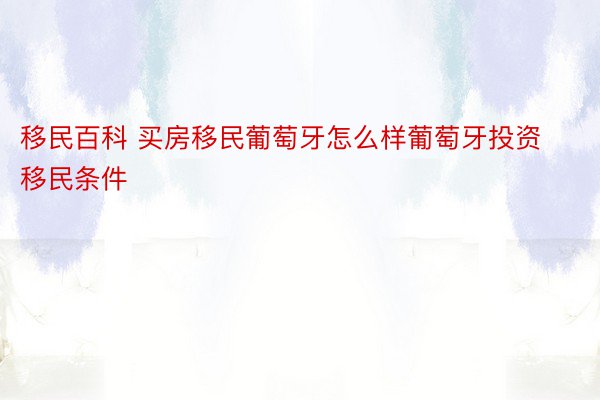 移民百科 买房移民葡萄牙怎么样葡萄牙投资移民条件