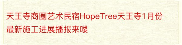 天王寺商圈艺术民宿HopeTree天王寺1月份最新施工进展播报来喽